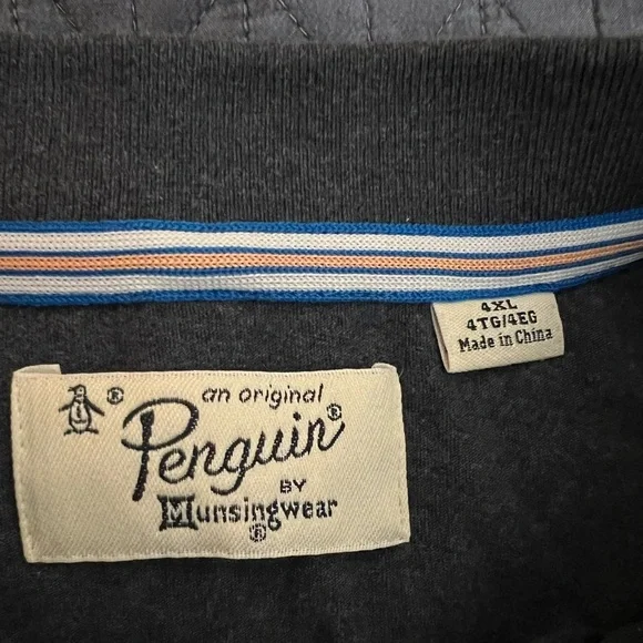 Original Penguin Men's Clean Lines Navy and Heather Gray Polo Shirt Size 4XL - Picture 5 of 9